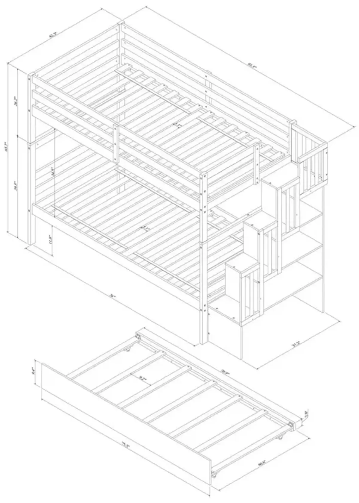 Bunk Beds Twin Over Twin Stairway Storage Function