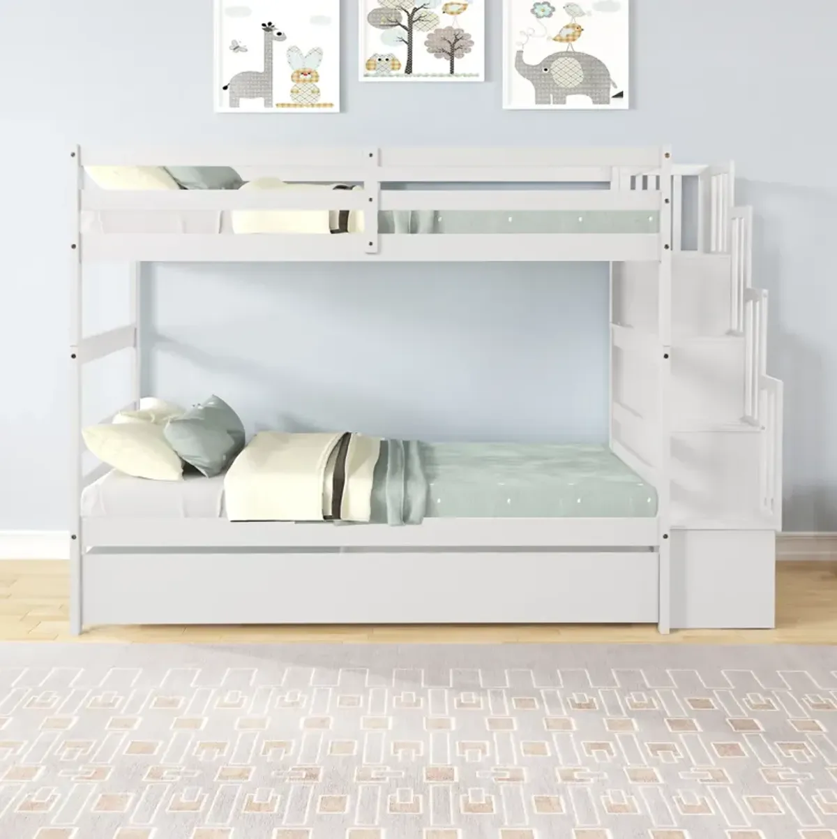 Bunk Beds Twin Over Twin Stairway Storage Function