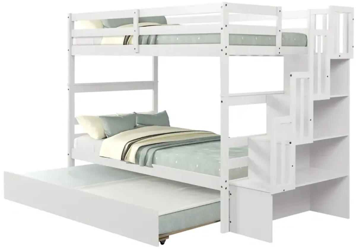 Bunk Beds Twin Over Twin Stairway Storage Function