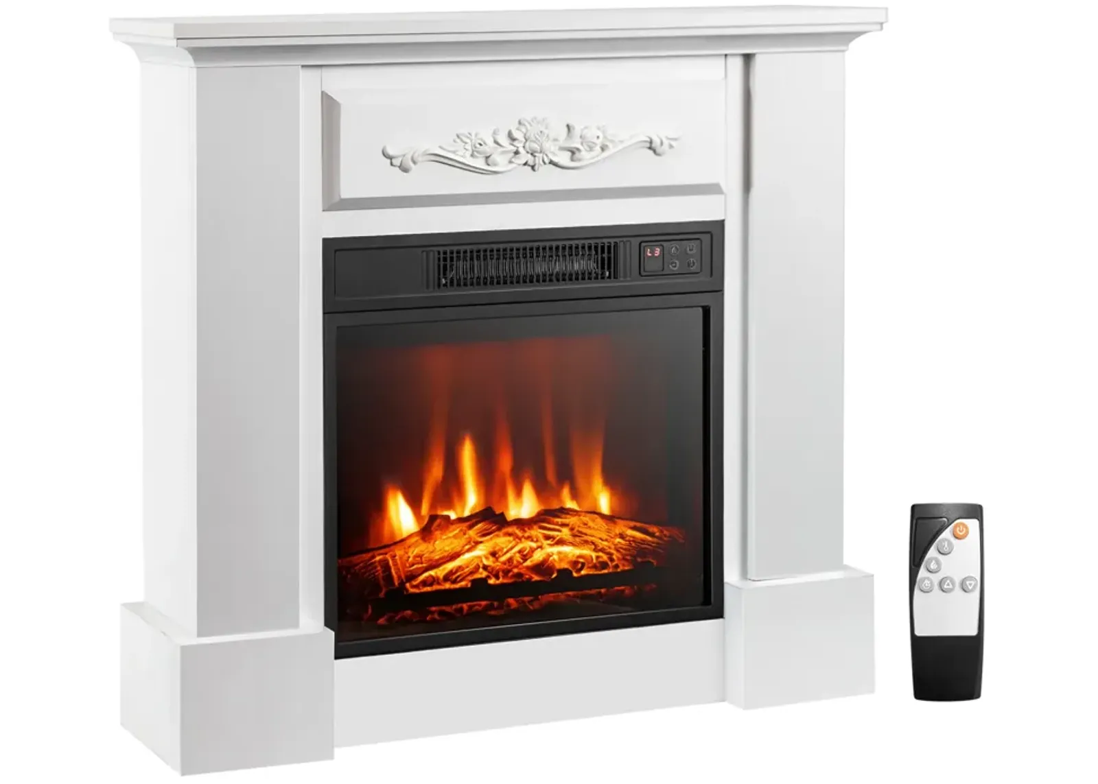 1400W TV Stand Electric Fireplace Mantel with Remote Control-White