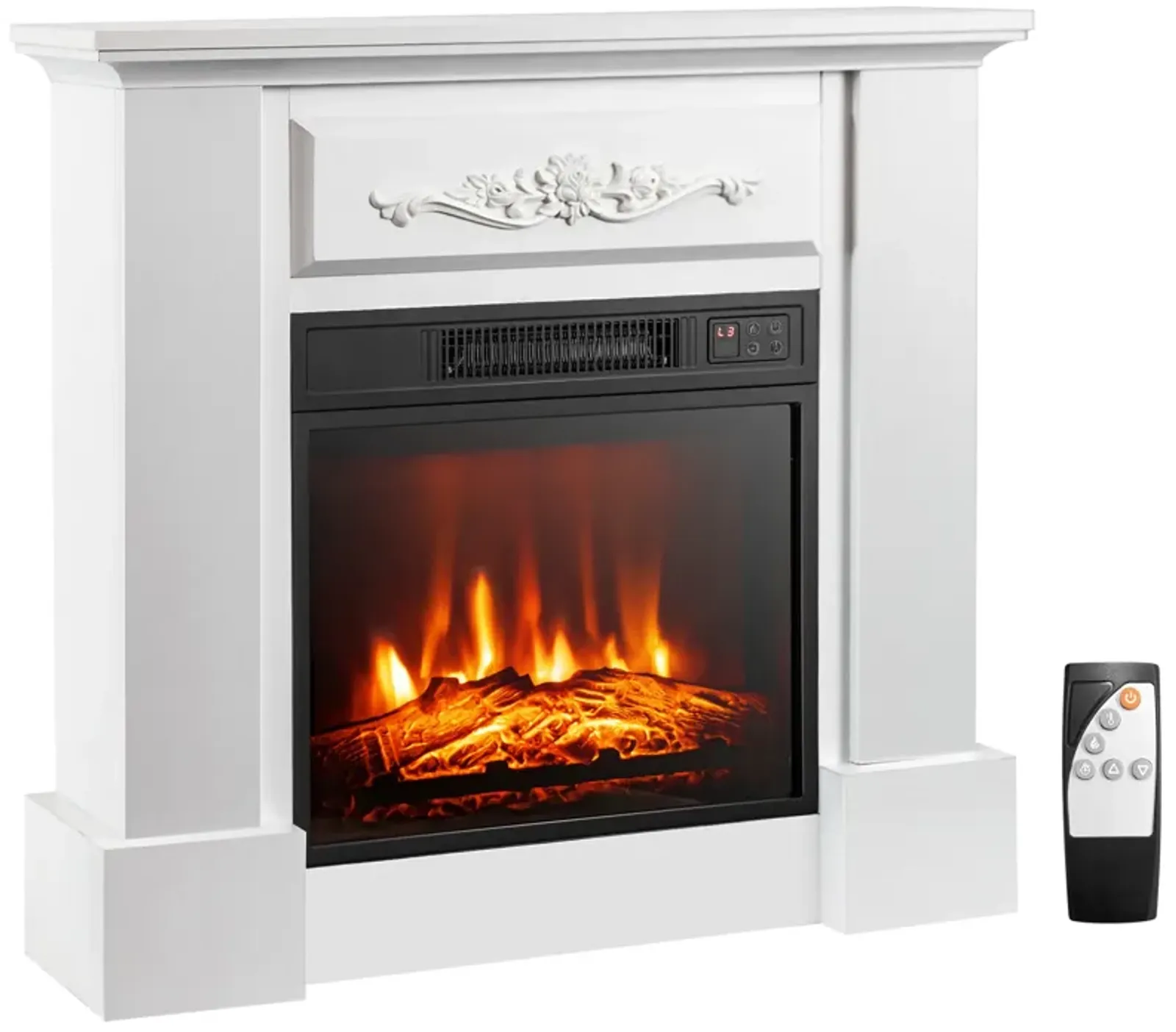 1400W TV Stand Electric Fireplace Mantel with Remote Control-White