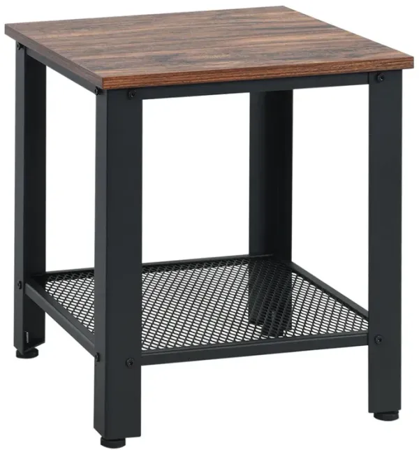 Industrial End Table 2-Tier Side Table-Black