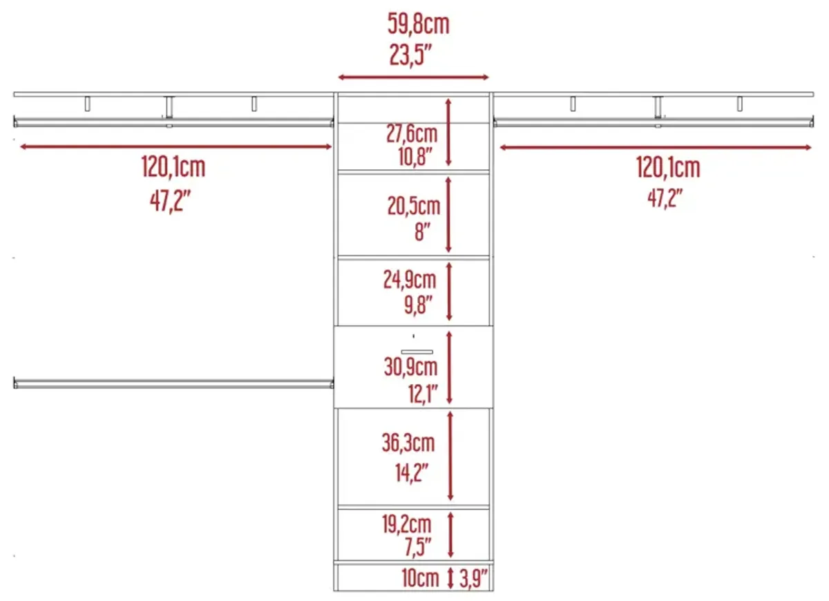 Bergen 1-Drawer 4-Shelf Closet System Dark Walnut