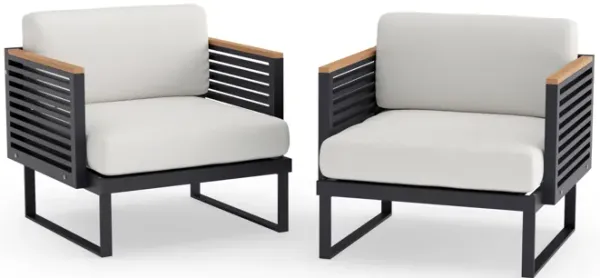 Monterey Chat Chair - Stainless Steel and Teak (Set of 2)