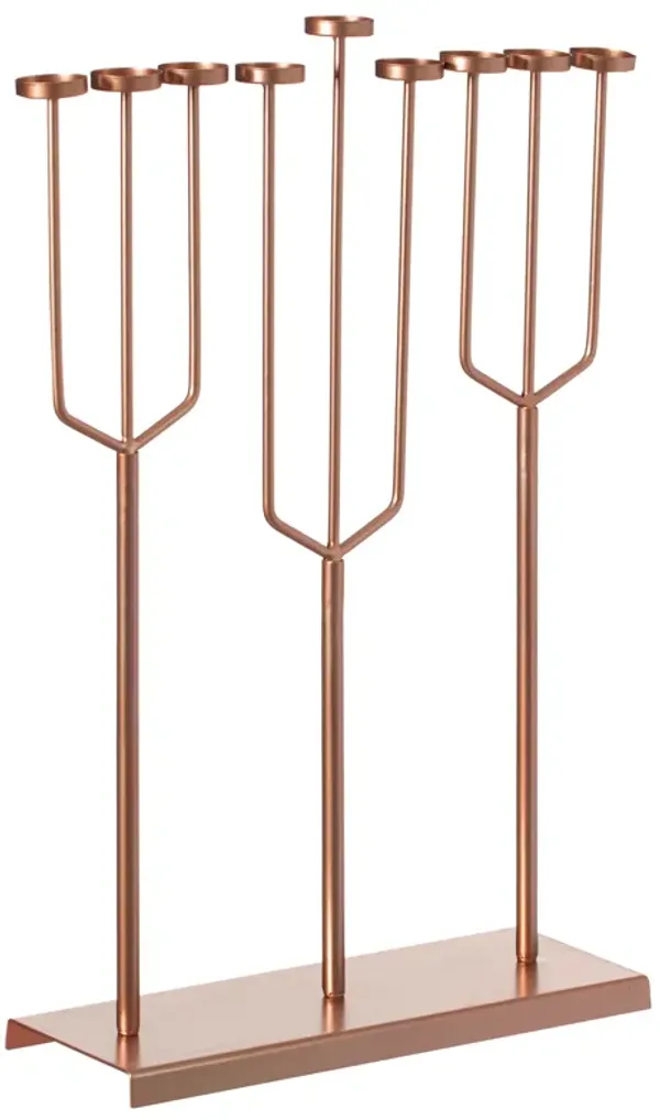 Modern Design Small Hanukkah Menorah Exceptional presentational piece, 9 Branch Tea Light Candle Holders, Gold