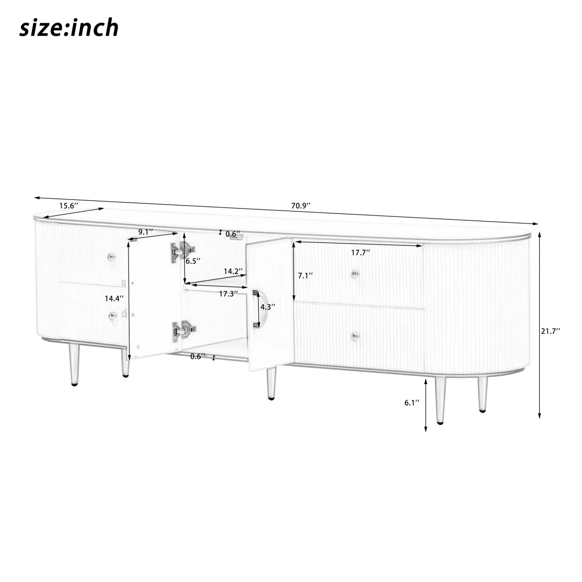 Merax Modern TV Stand with 4 Drawers and 1 Cabinet