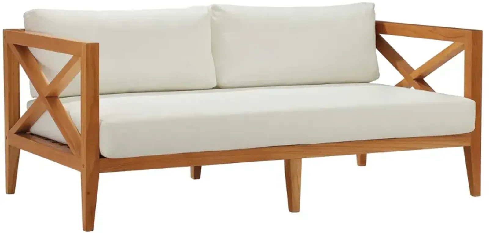 Modway - Northlake Outdoor Patio Premium Grade A Teak Wood Sofa Natural White