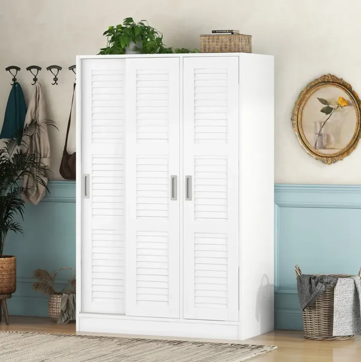 3-Door Shutter Wardrobe With Shelves