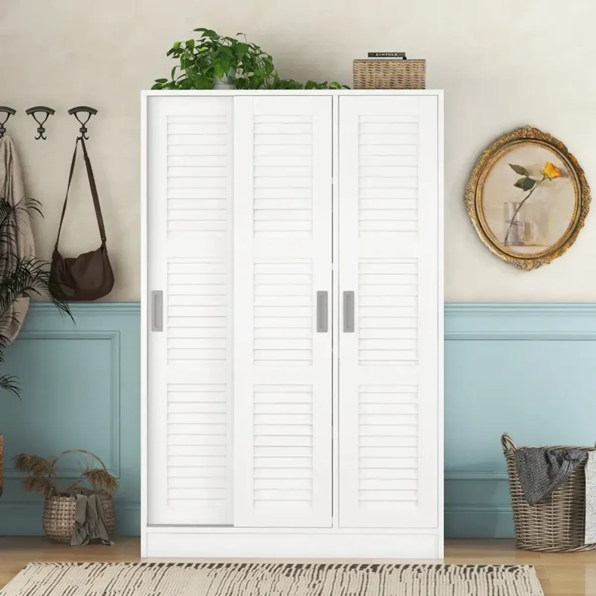 3-Door Shutter Wardrobe With Shelves