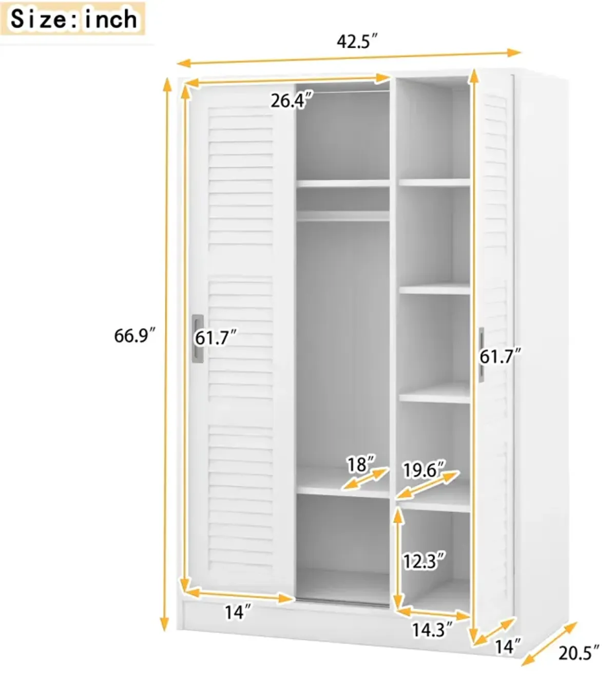 3-Door Shutter Wardrobe With Shelves