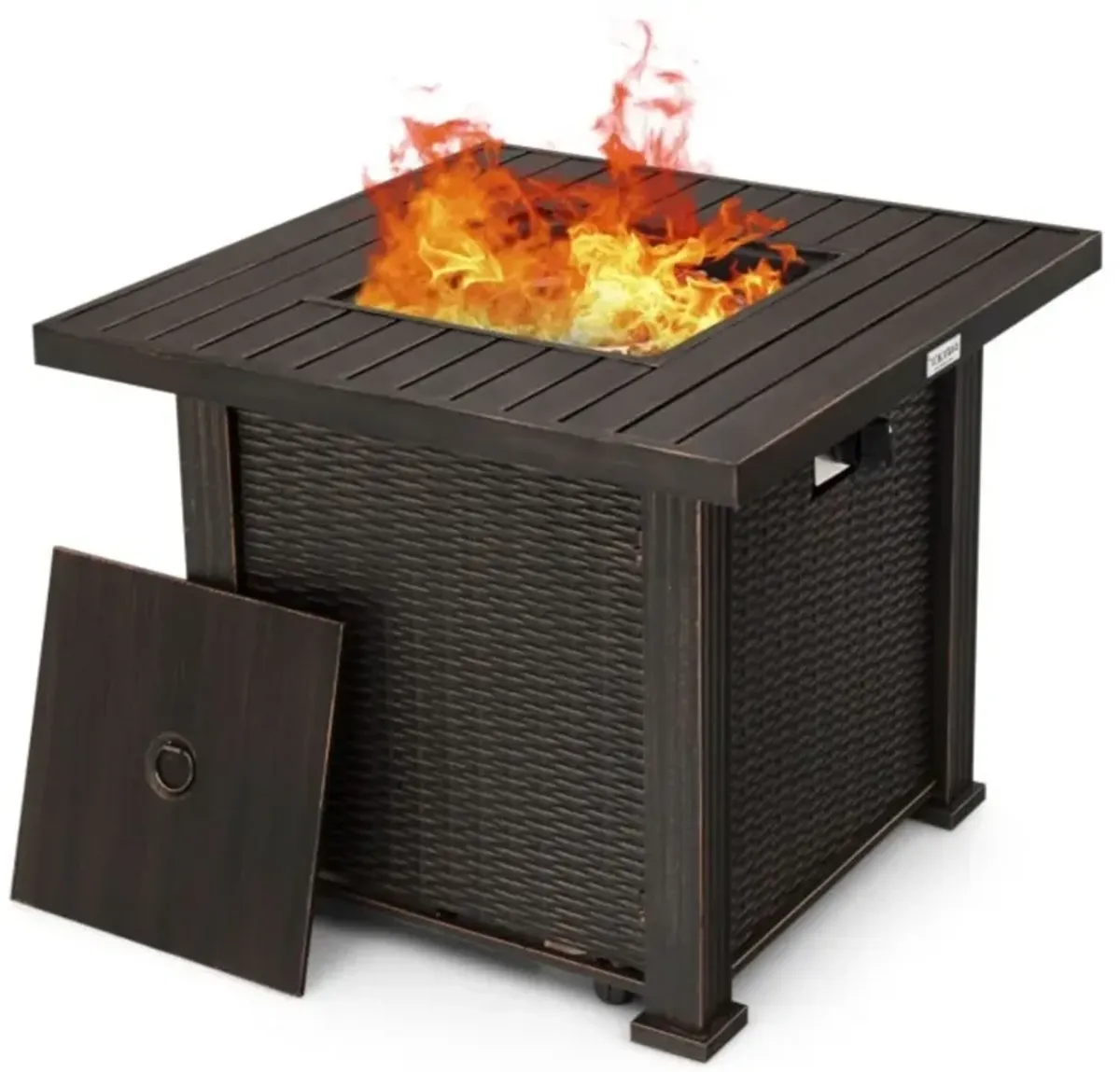 Hivvago Outdoor Square Propane Gas Fire Pit Table with Adjustable Flame