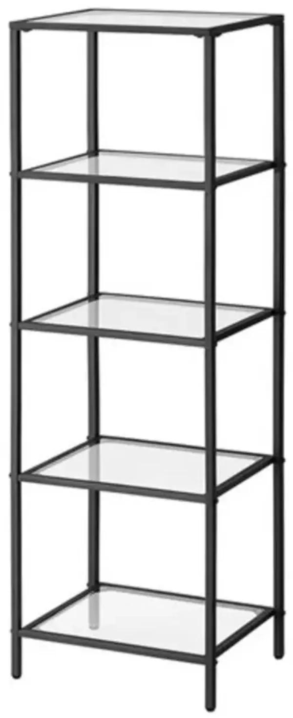 Metal Frame Glass Shelf Bookcase 4-Shelves Shelving Unit
