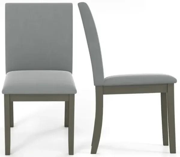 Set of 2 Upholstered Dining Chairs with High Back and Solid Rubber Wood Legs