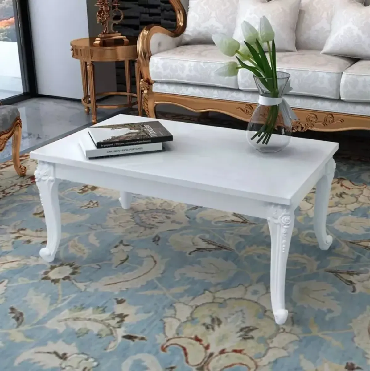 vidaXL Coffee Table 39.4"x23.6"x16.5" High Gloss White