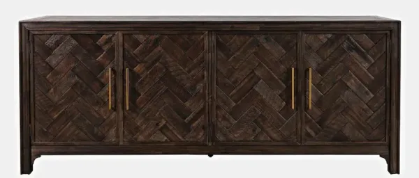 Jofran Gramercy Mid-Century Modern Chevron Four Door 79 Accent Cabinet