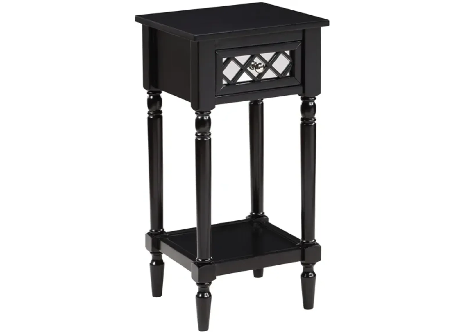 Convenience Concepts French Country Khloe Deluxe 1 Drawer Accent Table with Shelf, Black