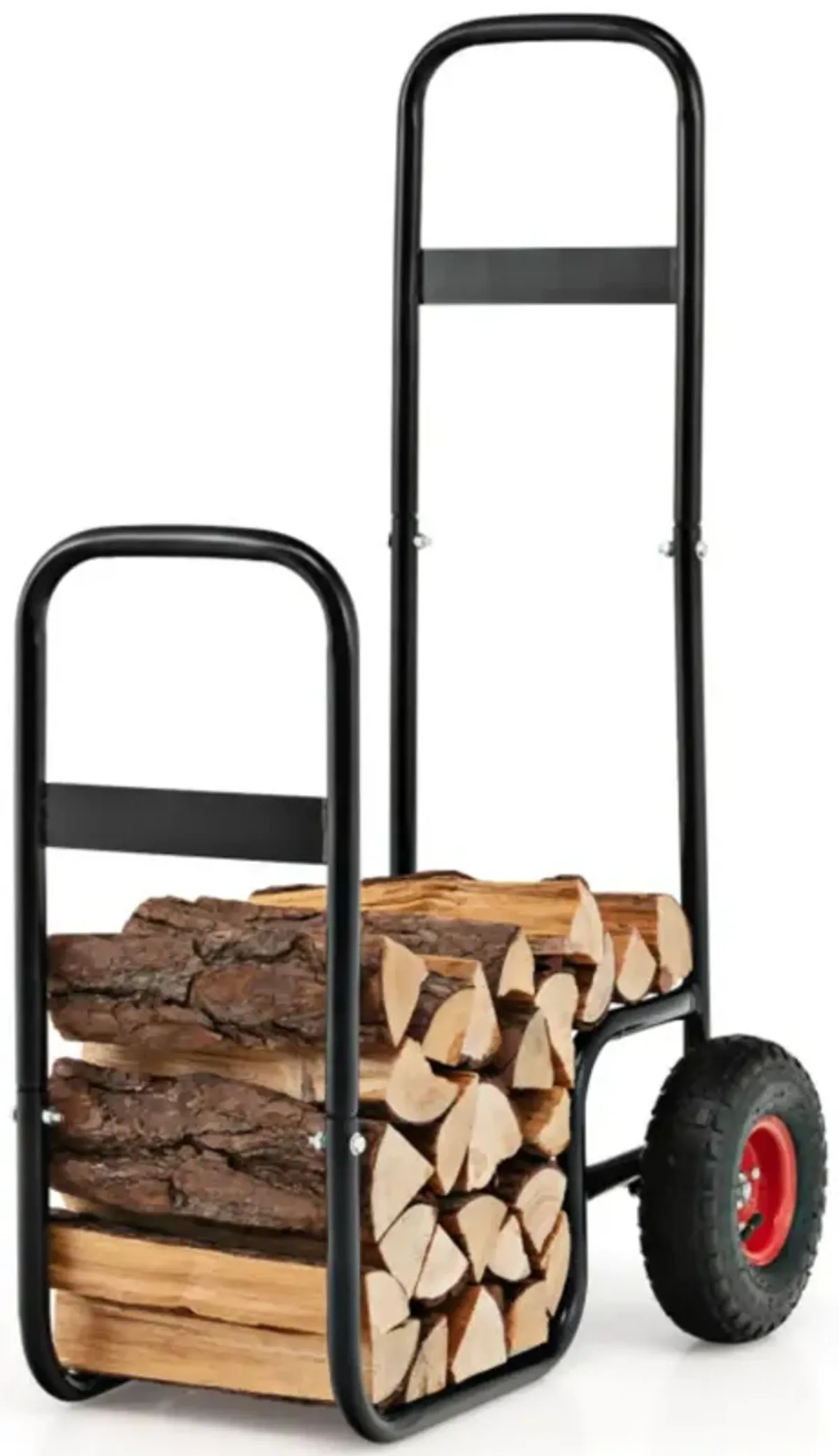 Hivvago Firewood Log Cart Carrier with Wear-Resistant and Shockproof Rubber Wheels