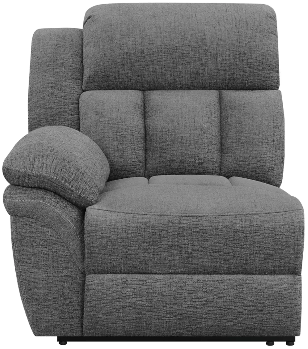 Jak Manual Recliner Sofa, 2 Consoles, Cushioned Tufted Seats, Charcoal Gray - Benzara