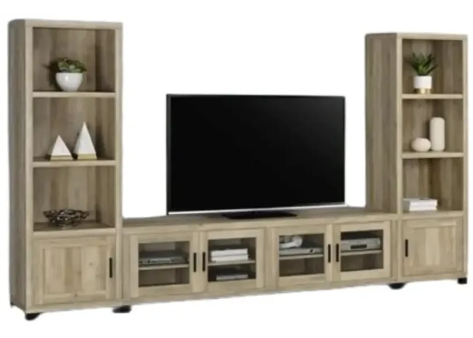 Sachin 3-piece Entertainment Center With 79" TV Stand Antique Pine