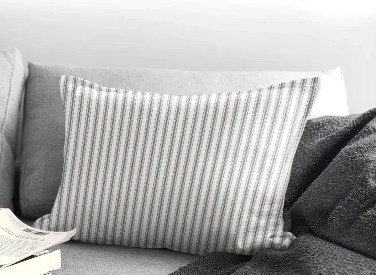 6ix Tailors Fine Linens Cruz Ticking Stripes Gray/Ivory Decorative Throw Pillows