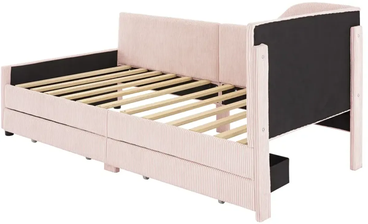 Merax L-Shaped Corduroy Daybed with 2 Storage Drawers