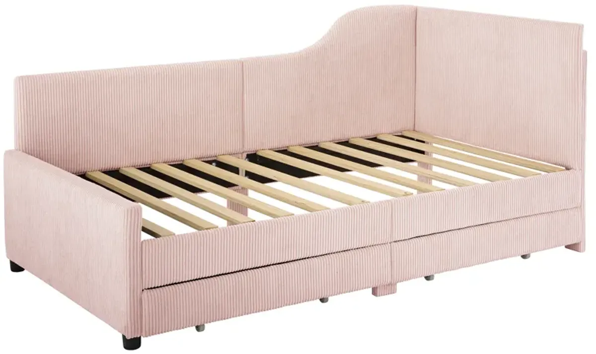 Merax L-Shaped Corduroy Daybed with 2 Storage Drawers