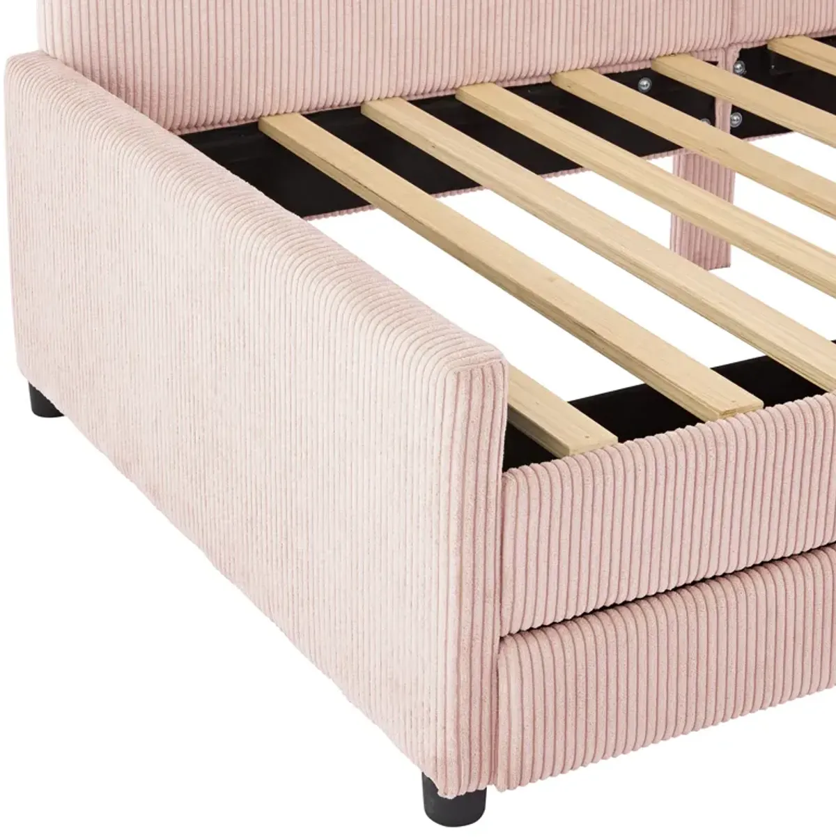 Merax L-Shaped Corduroy Daybed with 2 Storage Drawers