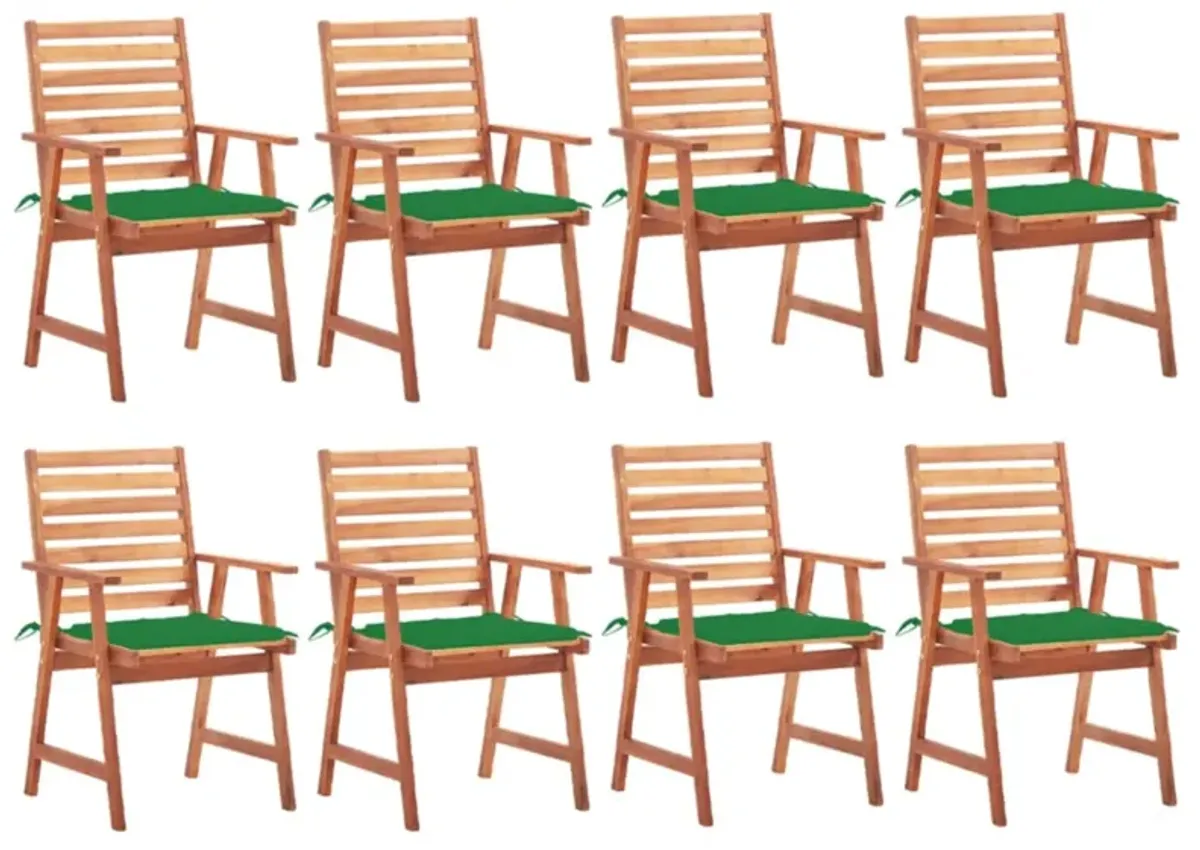 vidaXL Patio Dining Chairs 8 pcs with Cushions Solid Acacia Wood