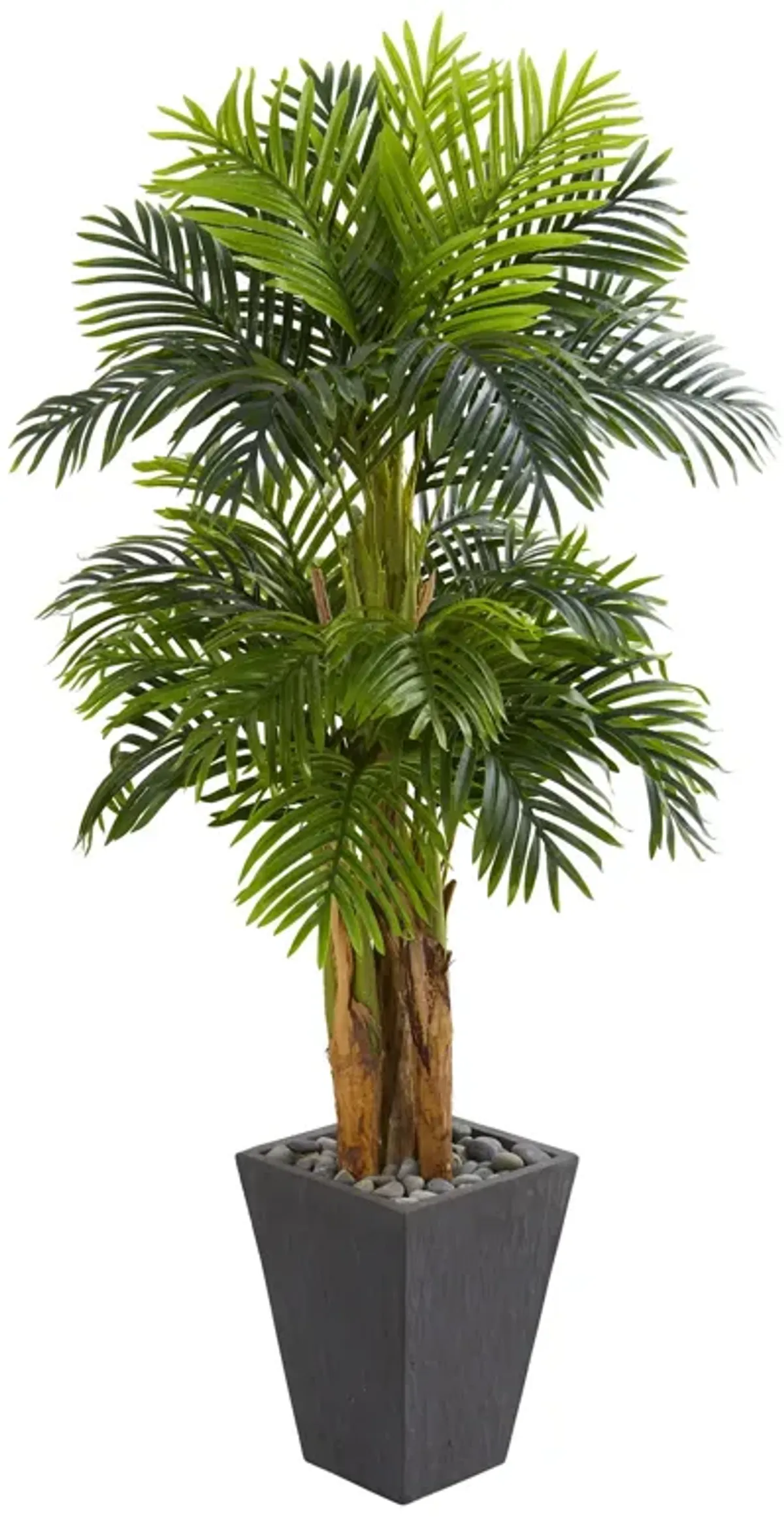 Hivvago 5.5 Feet Triple Areca Palm Artificial Tree in Slate Finish Planter