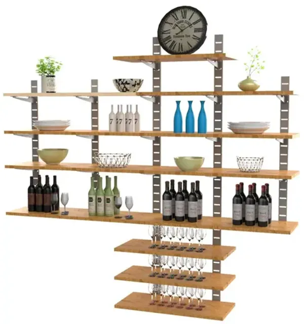 Stylish Home Office System 91" High with 9 Shelves and 3 Shelf-Desk for Laptop | 5 Section- Shelves Sold Separately