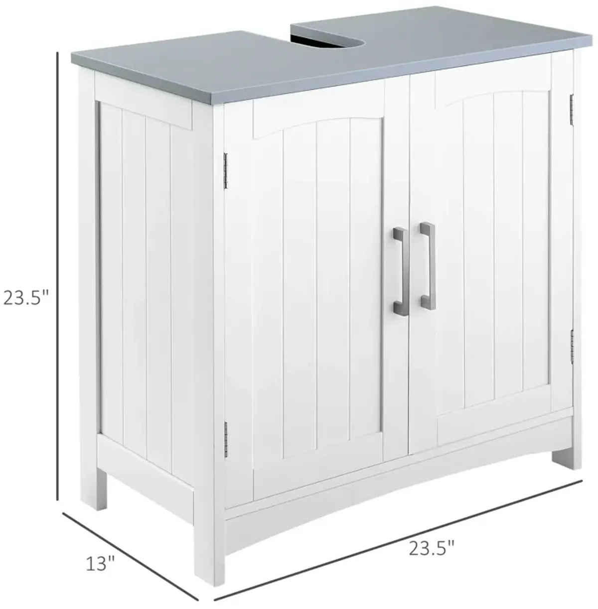 White Bathroom Storage: Pedestal Under Sink Cabinet with Double Doors