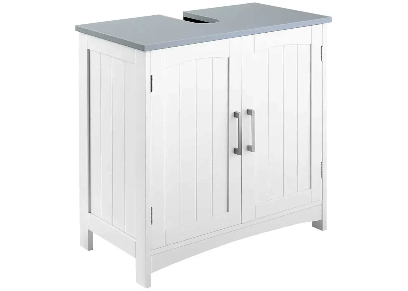 White Bathroom Storage: Pedestal Under Sink Cabinet with Double Doors