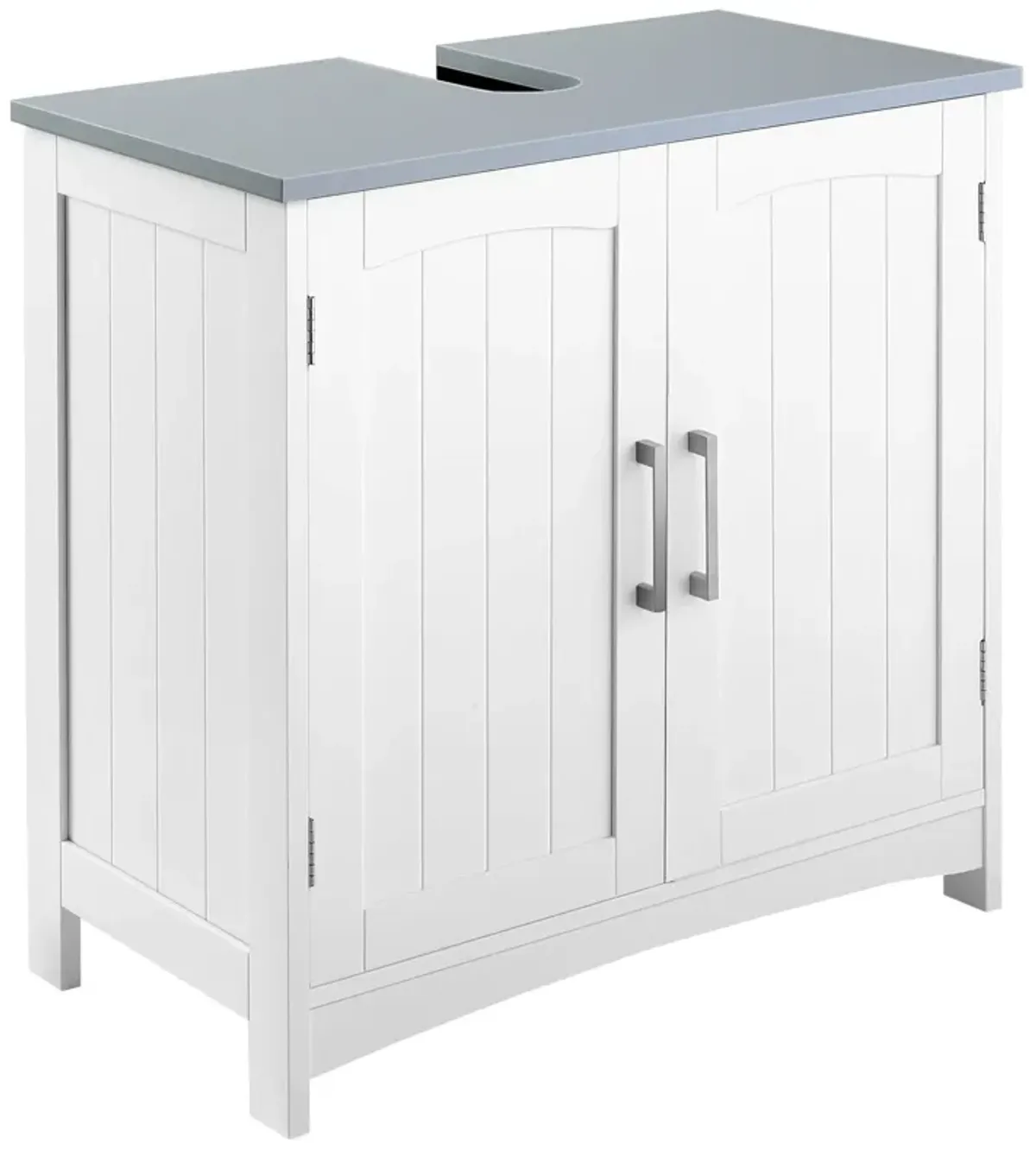 White Bathroom Storage: Pedestal Under Sink Cabinet with Double Doors