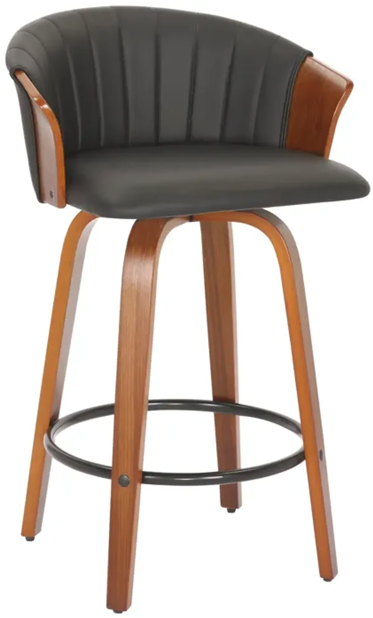 26'' PU Stool with Wood Leg, set of 2