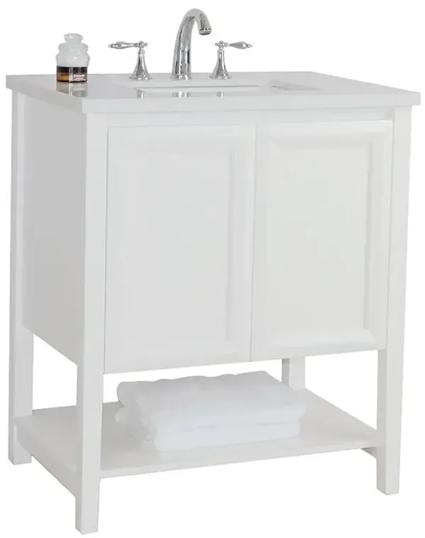 BELLATERRA HOME LLC 31 in Single sink vanity-wood-white quartz