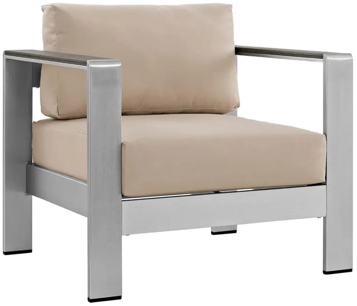 Shore 3 Piece Outdoor Patio Aluminum Set - Silver Beige