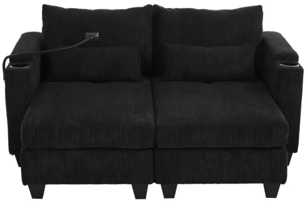 Merax Loveseat Sofa Sofa Bed Corduroy Sleeper Sofa with USB Ports