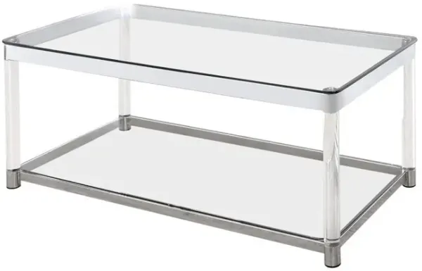 Anne Coffee Table with Lower Shelf Chrome and Clear