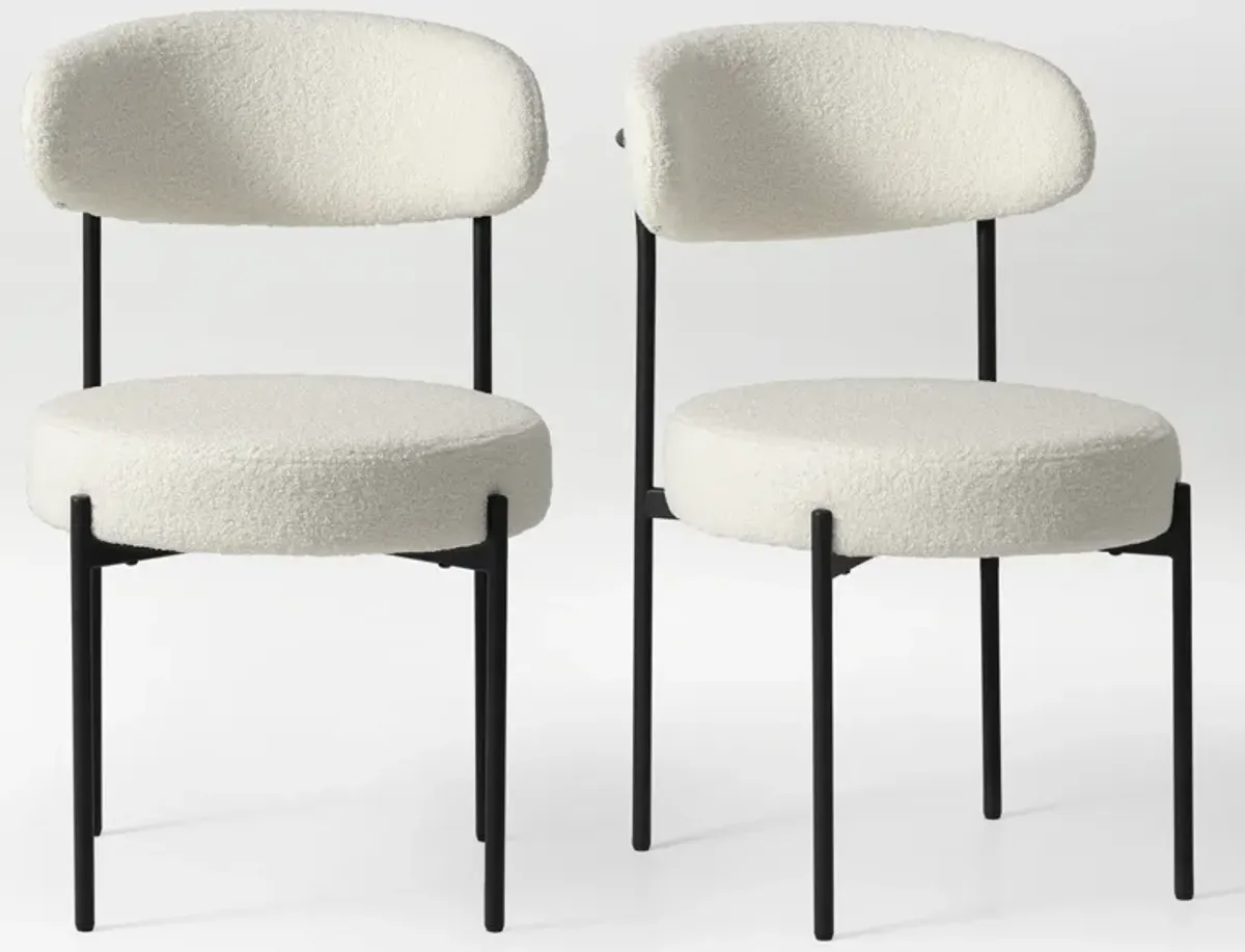 WestinTrends Mid-Century Modern Upholstered Sherpa Round Dining Chairs (Set of 2)