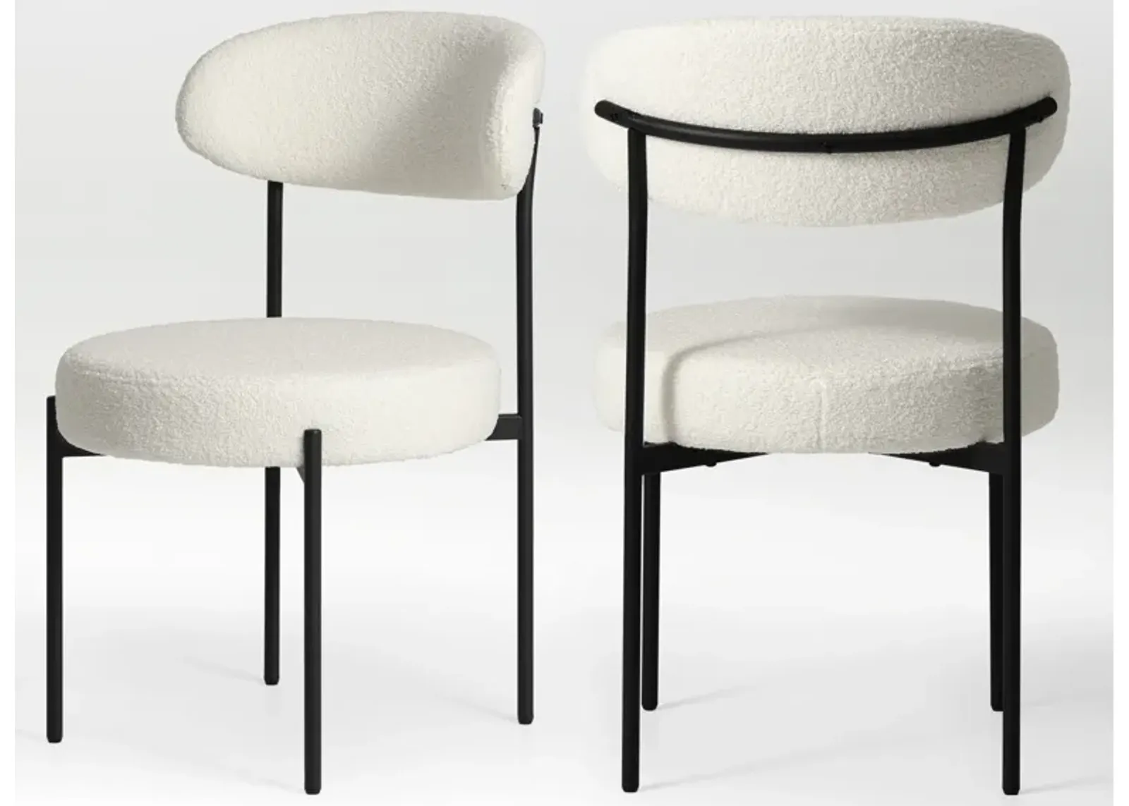 WestinTrends Mid-Century Modern Upholstered Sherpa Round Dining Chairs (Set of 2)