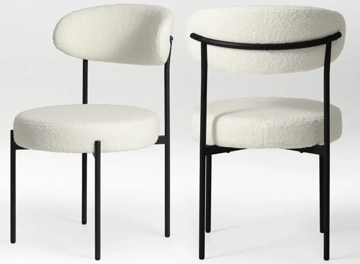 WestinTrends Mid-Century Modern Upholstered Sherpa Round Dining Chairs (Set of 2)