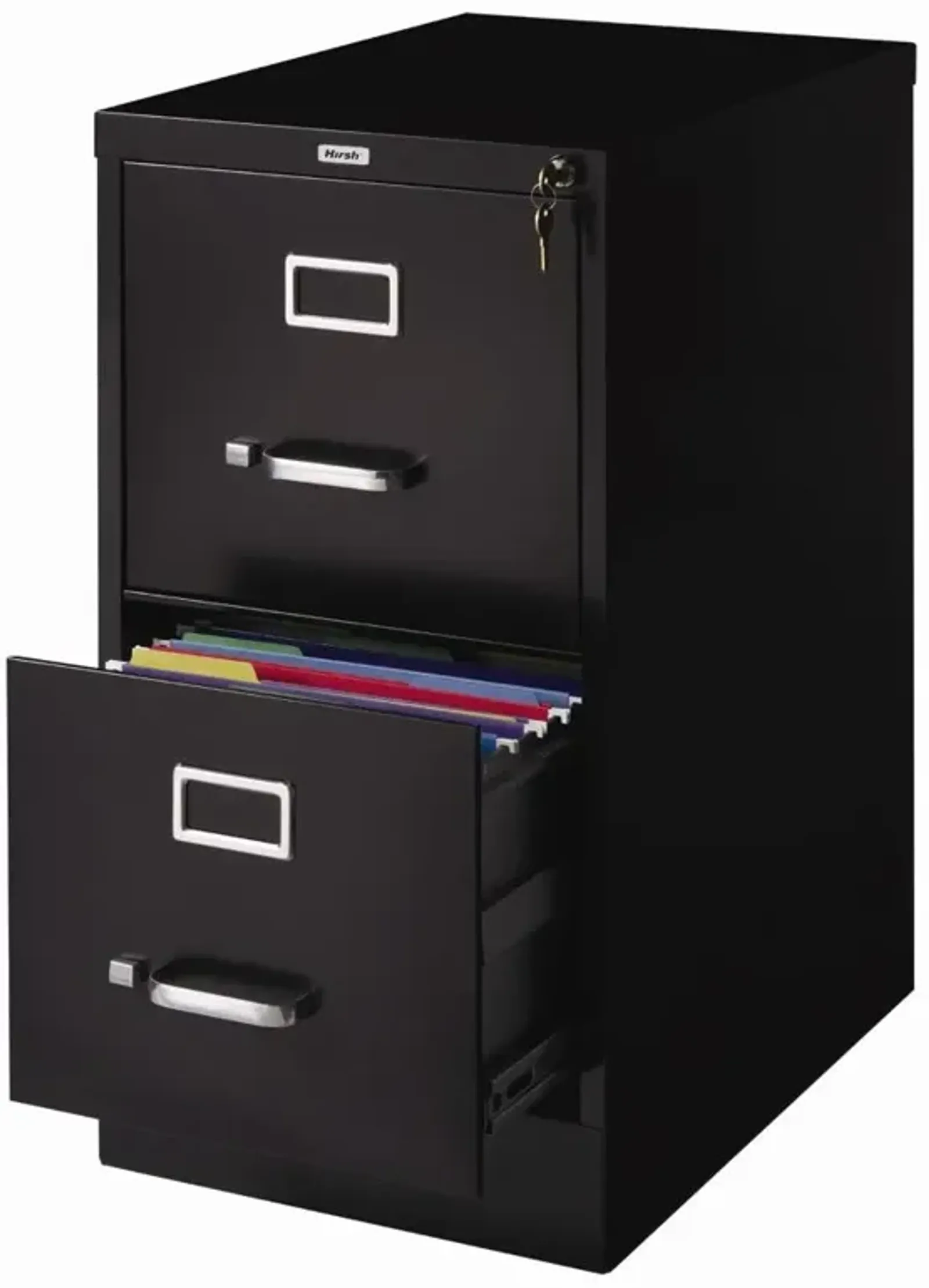 2-Drawer Vertical Filing File Cabinet with Lock in Black Metal