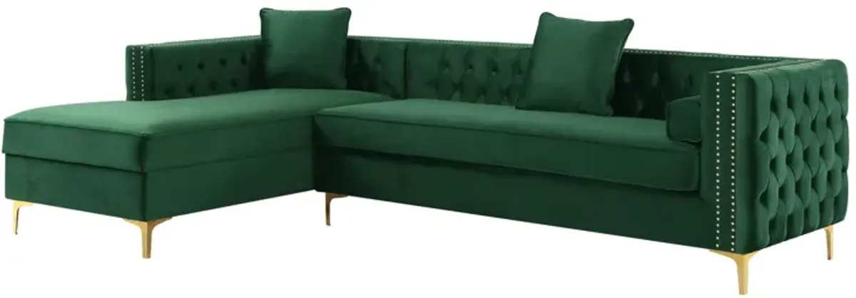 Inspired Home Clarinda Velvet Left Facing Chaise Sectional Sofa