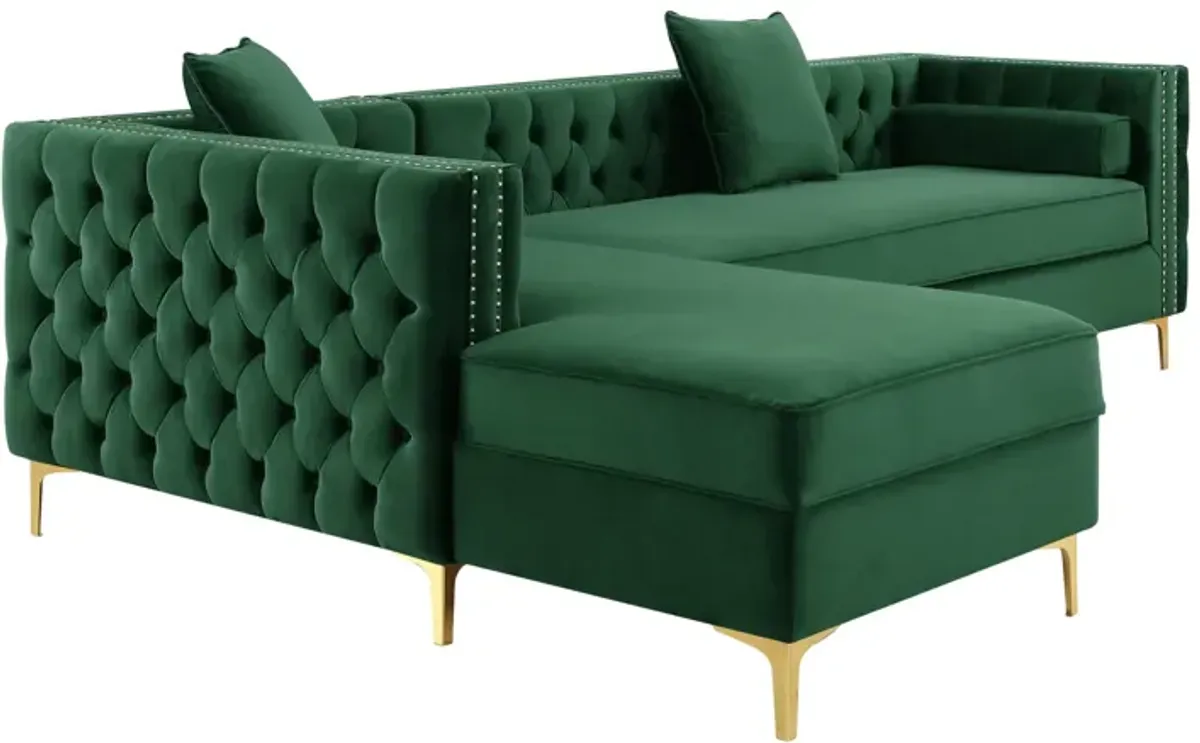 Inspired Home Clarinda Velvet Left Facing Chaise Sectional Sofa