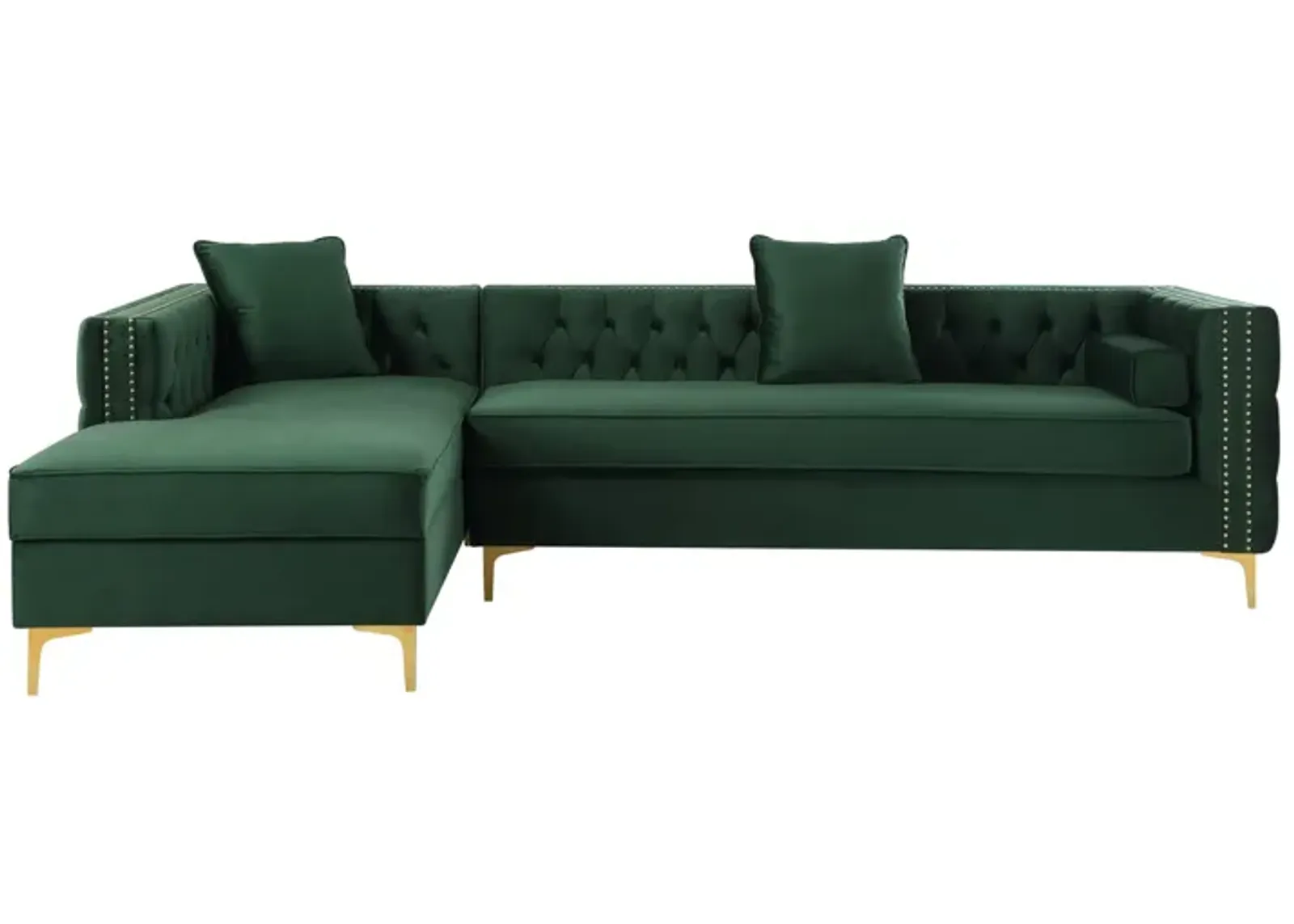 Inspired Home Clarinda Velvet Left Facing Chaise Sectional Sofa