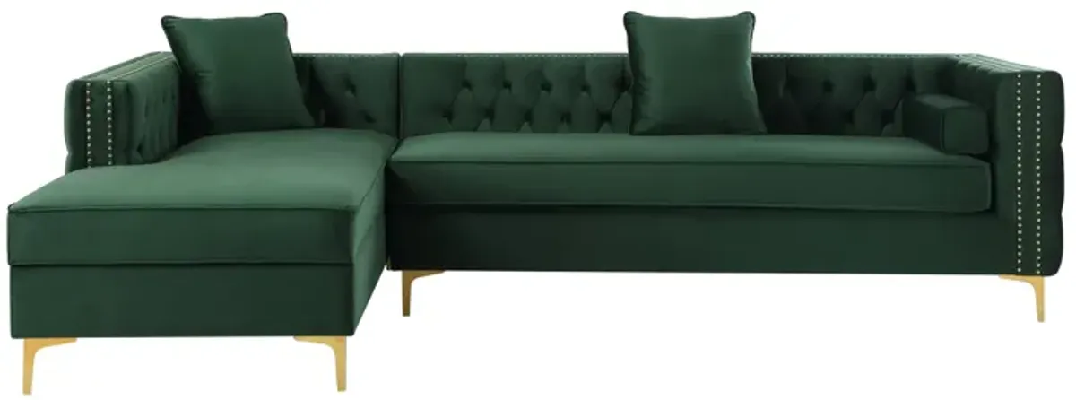 Inspired Home Clarinda Velvet Left Facing Chaise Sectional Sofa