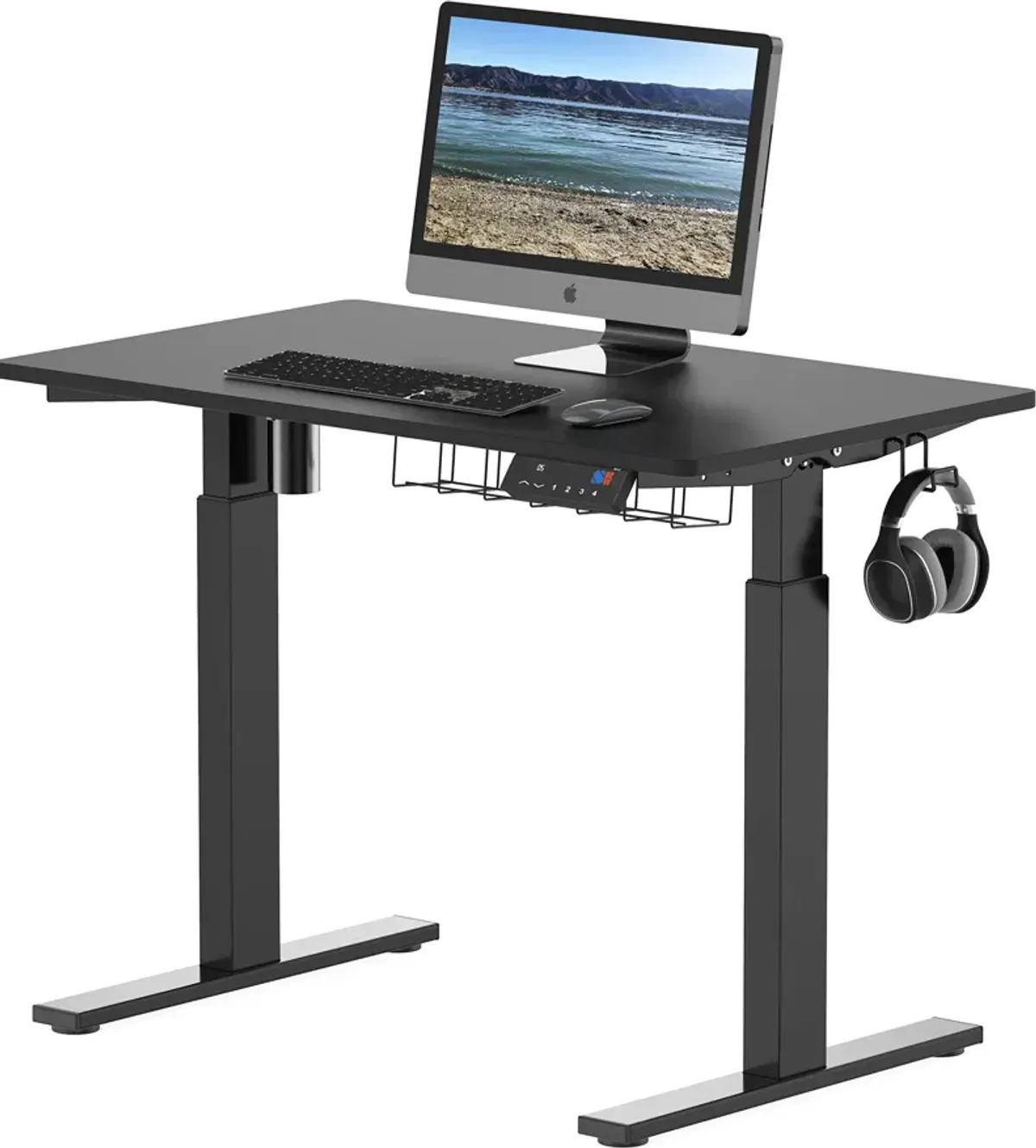 SHW Memory Preset Electric Height Adjustable Standing Desk, 40 x 24 Inches, Black