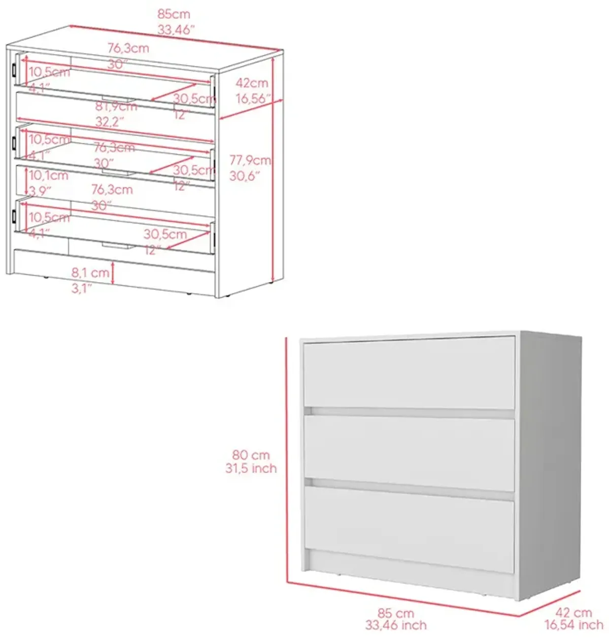 Dresser Maldus, Bedroom, White