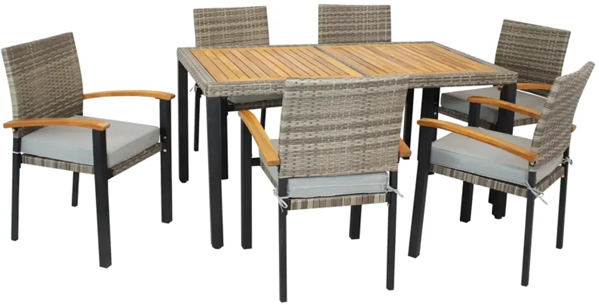 Sunnydaze Carlow Resin Wicker 7-Piece Patio Dining Set