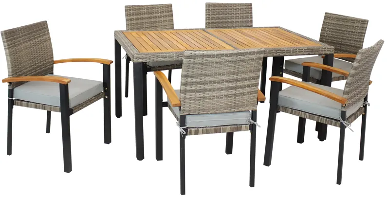 Sunnydaze Carlow Resin Wicker 7-Piece Patio Dining Set